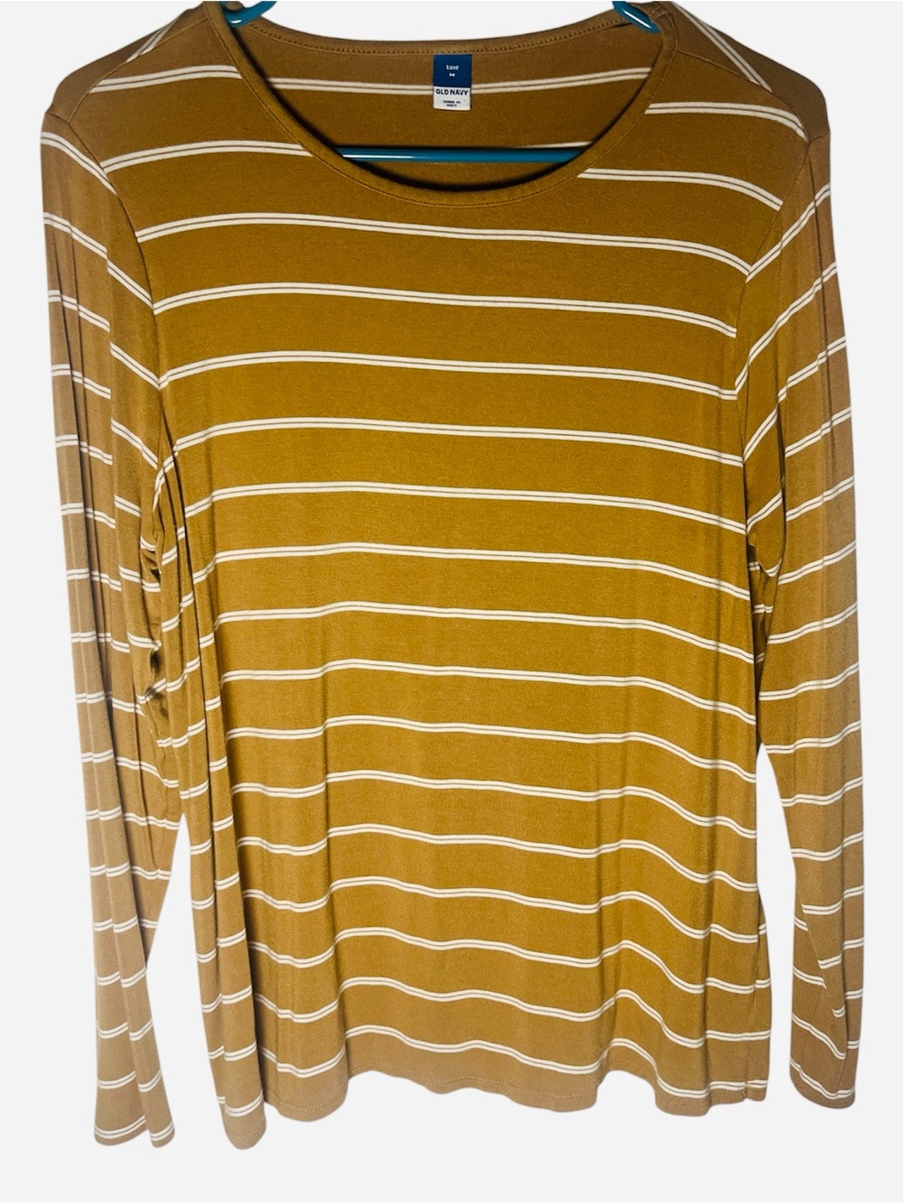 Old Navy Women’s Mustard and White Striped Long Sleeve Tee